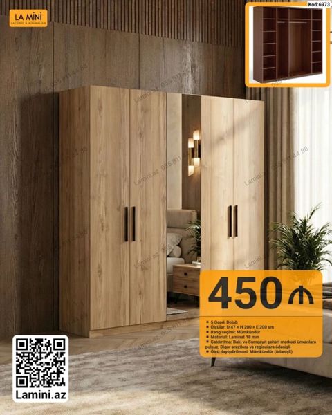 LA Mını brendindən 5 qapılı qarderob - Ölçülər: Dərinlik 47 sm x — Bakı