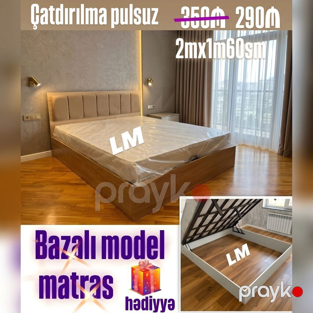 Yeni, İkinəfərlik çarpayı, Bazalı, Matras ilə — Yataqlar, Bakı (2)