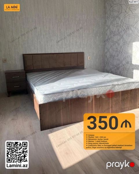 Çarpayı – kod 4411 - Ölçü: 160 200 sm - Mexanizm: açılan, bazalı — Bakı