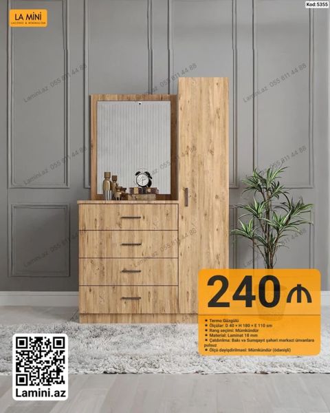 Termo güzgülü komod-dolab dəsti - Model kodu: 5355 (La Mini) — Bakı