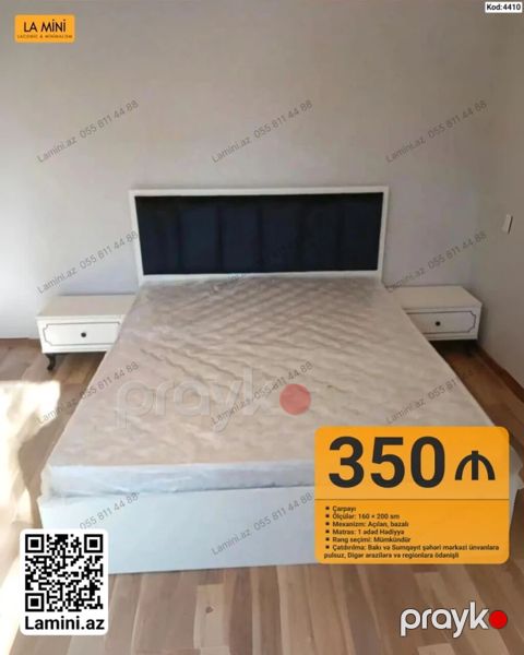 Məhsul: Çarpayı dəsti - Ölçü: 160 200 sm - Mexanizm: Açılan, bazalı — Bakı