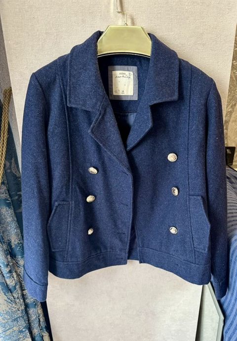 Dənizçi üslubunda qısa qadın jaketi - Rəng: tünd göy (navy) - Model — Bakı