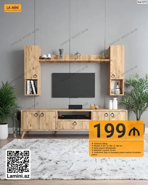 Məhsul: Televizor altlığı və asma rəf dəsti (Kod: 5373) - Üslub — Bakı