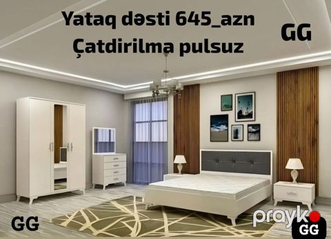 Yeni və Sifarişlə Yataq dəsti 645_azn Taxti: 2×1.60 Dolab: 2×47×1.20 — Saray