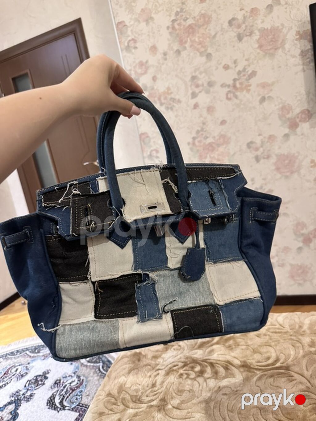 Denim çanta(Hermes) 2/3 dəfə istifadə olunub,yenidər seçilmir — Cüzdanlar və vizit kartlıqları, Masazır (2)