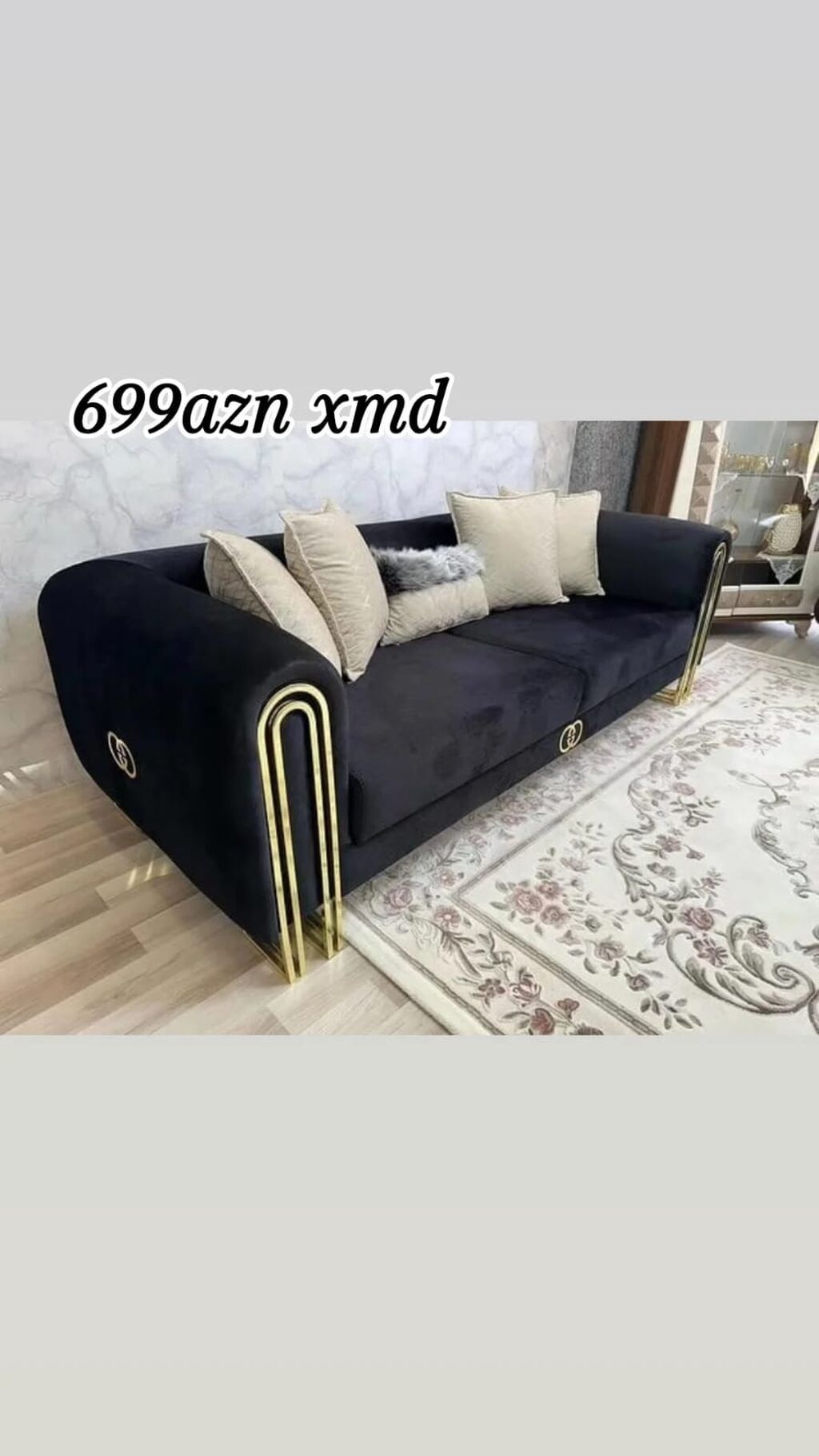 Modern dizaynlı 3 nəfərlik divan - Rəng variantları: krem, göy, qara — Divanlər, Bakı (3)