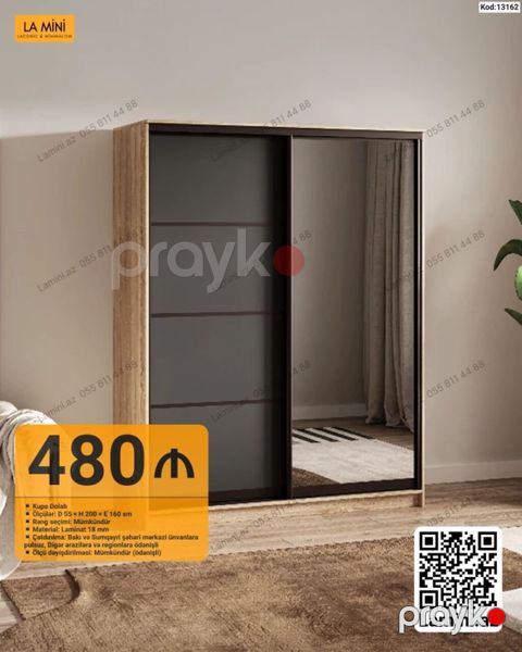 Kupe Dolab - Ölçü: D 55 x H 200 x E 160 sm - Material: Laminat 18 mm — Bakı
