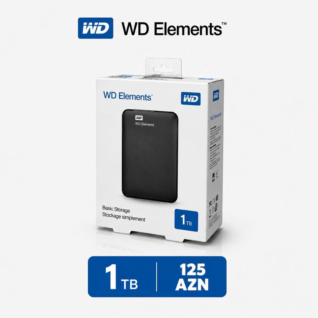 Xarici sərt disk 1TB WD Elements External HDD — Kompüterlər və noutbuklar, Bakı (2)