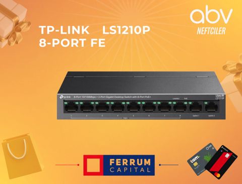 TP-Link LS1210P — 8-Port FE + 2-Port GE Desktop Switch with 8-Port PoE+ — Bakı