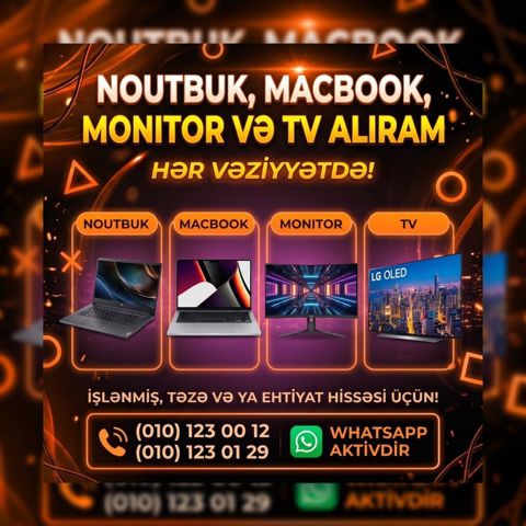 Xidmət: Noutbuk, MacBook, monitor və TV alışı - Hər vəziyyətdə qəbul — Bakı