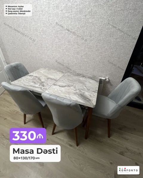 Masa Dəsti – açılan mexanizmli - Ölçülər: 80×130/170 sm (açılaraq 170 — Bakı