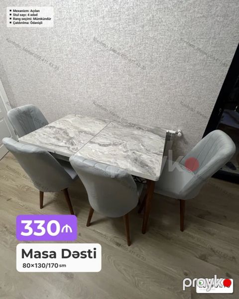 Masa Dəsti – açılan mexanizmli - Ölçülər: 80×130/170 sm (açılaraq 170 — Bakı