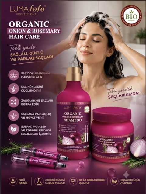 LUMAfofo Professional Organic Onion & Rosemary saç baxımı dəsti — Bakı