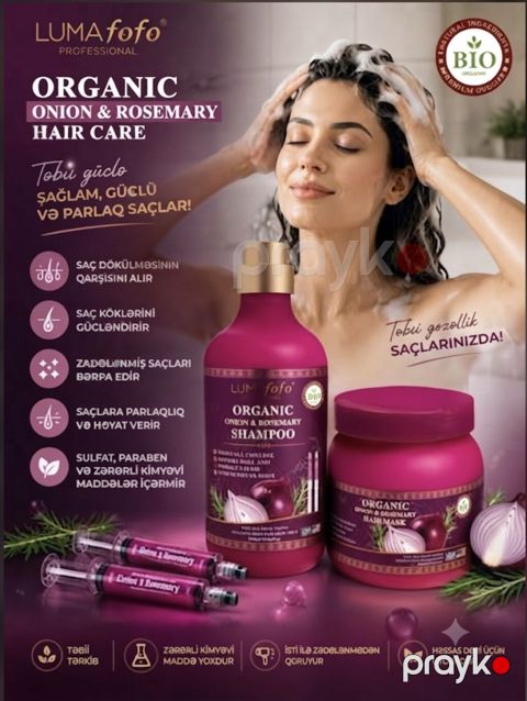 LUMAfofo Professional Organic Onion & Rosemary saç baxımı dəsti — Bakı
