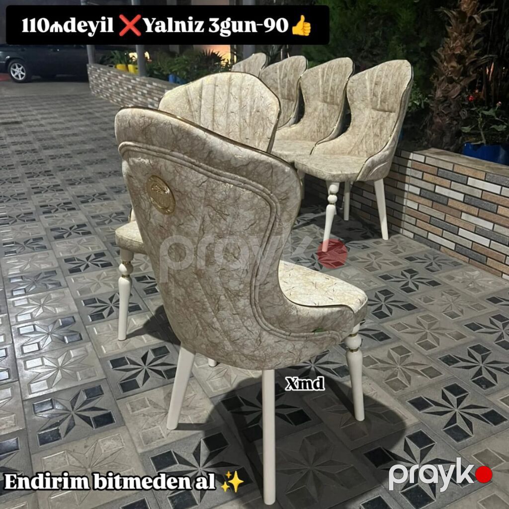 Yemək otağı üçün zərif dizaynlı yumşaq stullar - Model: yüksək — Stullar, Bakı (4)