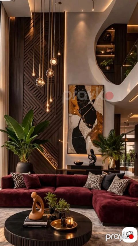 Müasir interyer dizayn xidməti - Stil: premium modern-lüks, isti və — Bakı