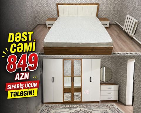 Yataq otağı mebel dəsti Tərkib: - İki nəfərlik çarpayı (yumşaq — Bakı