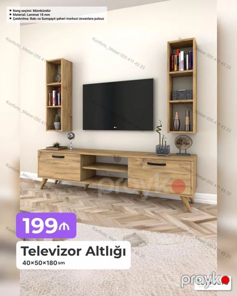 Televizor altlığı və divar rəfləri dəsti - Ölçülər: 40 50 180 sm — Bakı