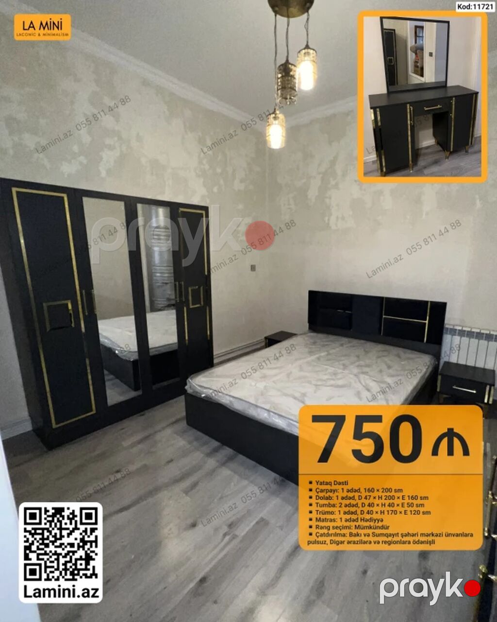 LA Mını – Yataq Dəstləri Kod: 2063 – Qiymət: 750 Tərkib və ölçülər — Yataq otağı mobilya dəstləri, Bakı (6)