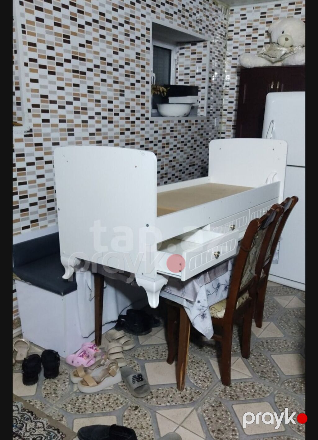Ağ rəngli uşaq çarpayısı (beşik tipli) - Material: ağ rəngli Mdf/ldsp — Yataqlar, Bakı (3)