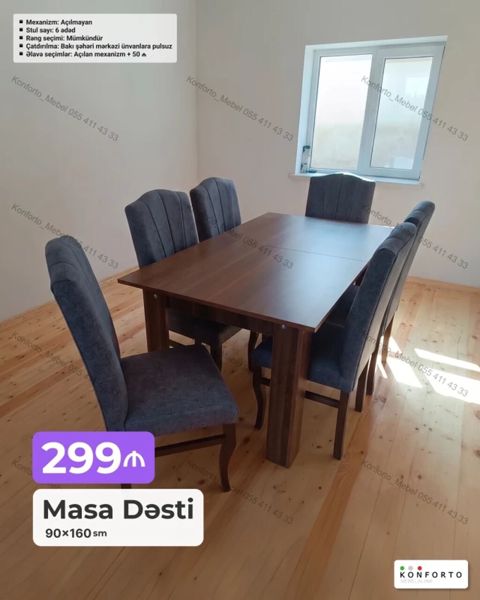 Masa Dəsti – 90×160 sm - Qonaq və yemək otaqları üçün praktik və — Bakı