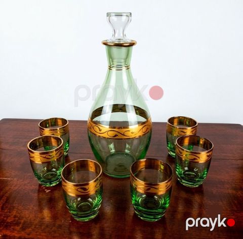 Şüşə karaf və stəkan dəsti - 7 parça: 1 karaf + 6 stəkan - Material — Bakı