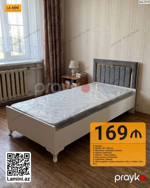 Çarpayı – tək nəfərlik model - Ölçü: 90 200 sm - Mexanizm — Bakı