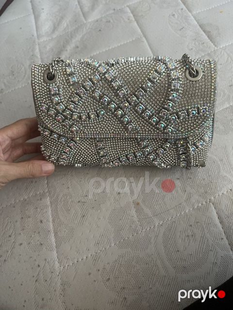Parıltılı axşam çantası - Rəng: gümüşü/metalik - Material: parıldayan — Bakı