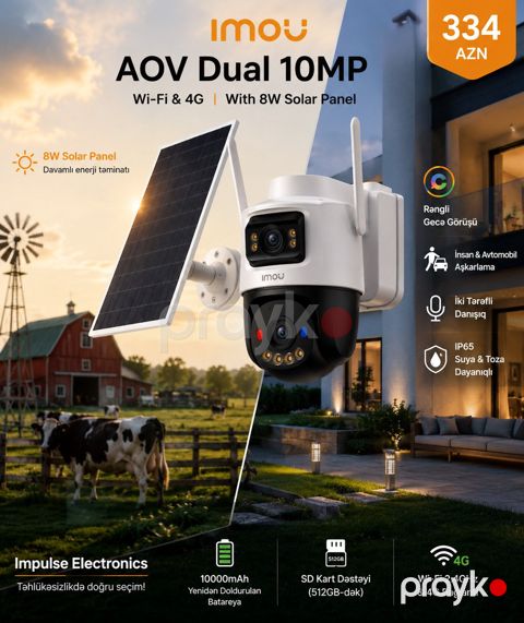 Imou AOV Dual 10MP 4G/Wi-Fi Solar Kamera – 5MP+5MP — Bakı