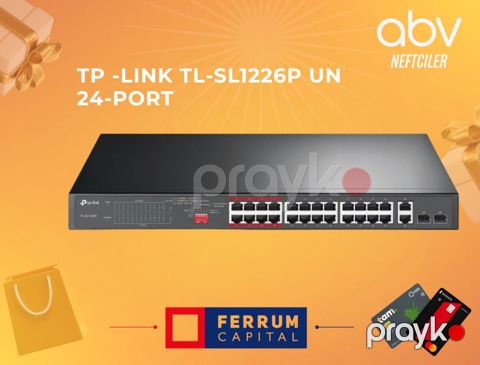 TP-Link TL-SL1226P — 24-Port 10/100Mbps + 2-Port Gigabit Rackmount PoE Switch — Bakı