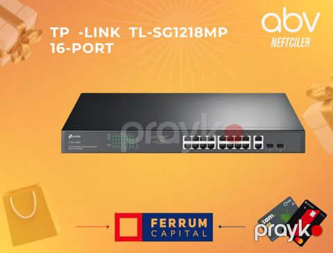 TP-Link TL-SG1218MP 16-Port 1000Mbps + 2-Port Gigabit Rackmount PoE Switch — Bakı