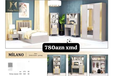 Milano gənc otağı mebel dəsti – “Nehir kumu – parlaq” rəng palitrası — Mehdiabad