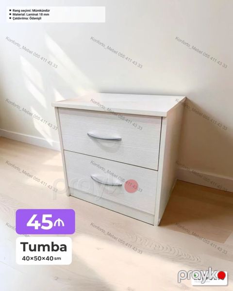 Tumba – 40×50×40 sm - 2 çekmecəli komod/tumba - Material: 18 mm — Bakı