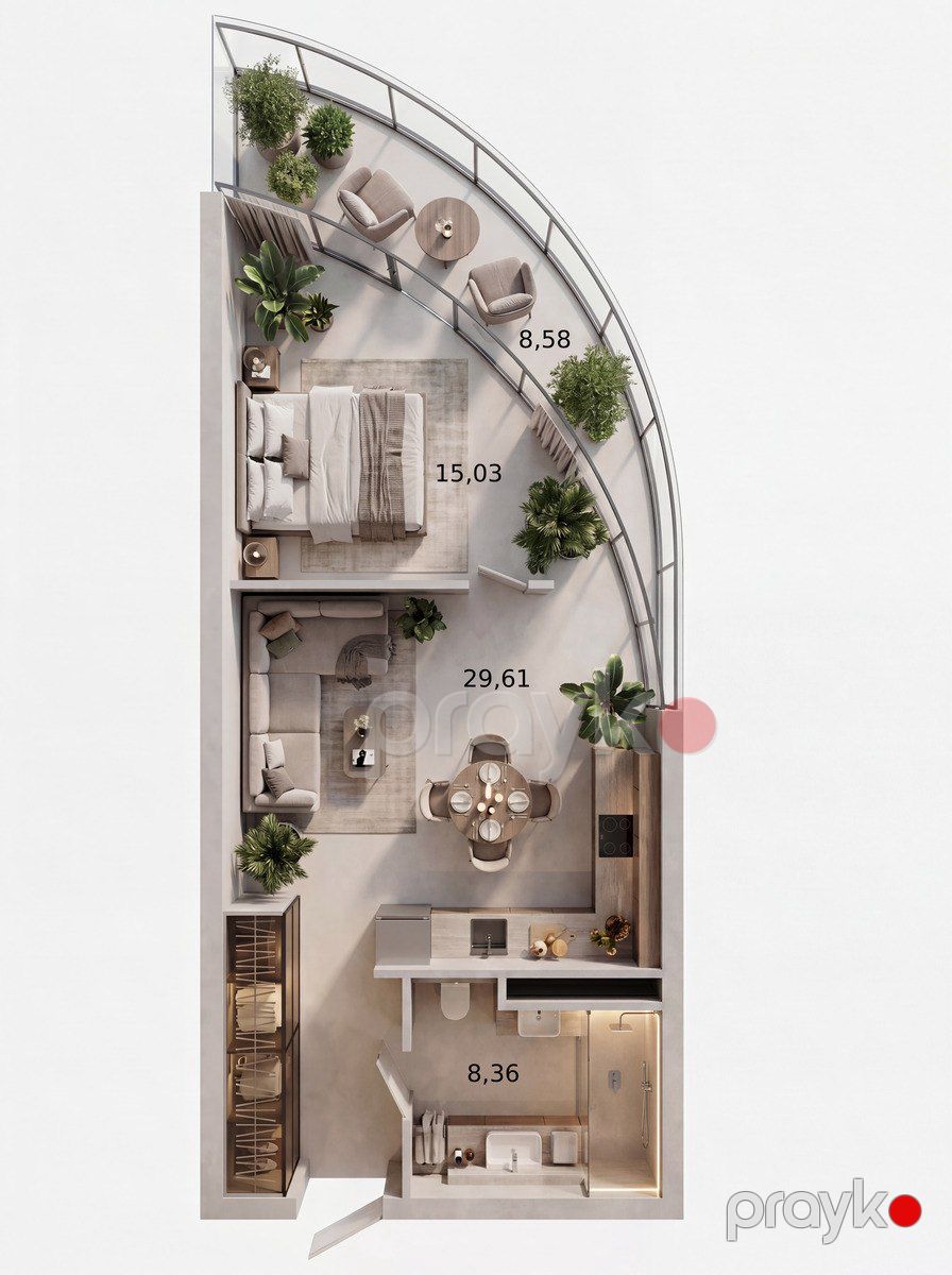 Satılır 2 otaqlı yeni tikili 61.5 m² — Mənzil, Bakı (2)