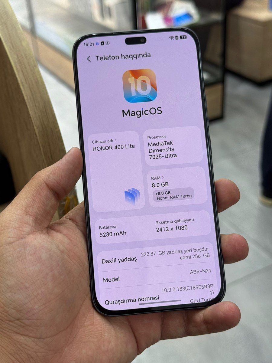 Honor 400 Lite Velvet Black 256GB/8GB — Smartfonlar, Bakı (6)