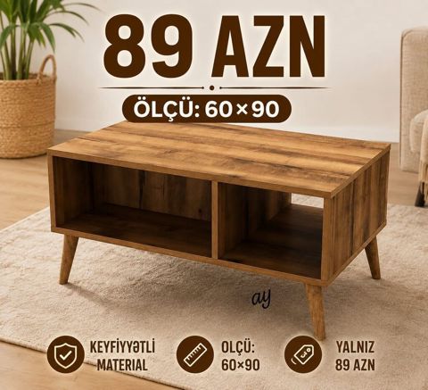 Düz masa, Açılmayan, Təkərsiz, Taxta, Zəmanətsiz — Bakı