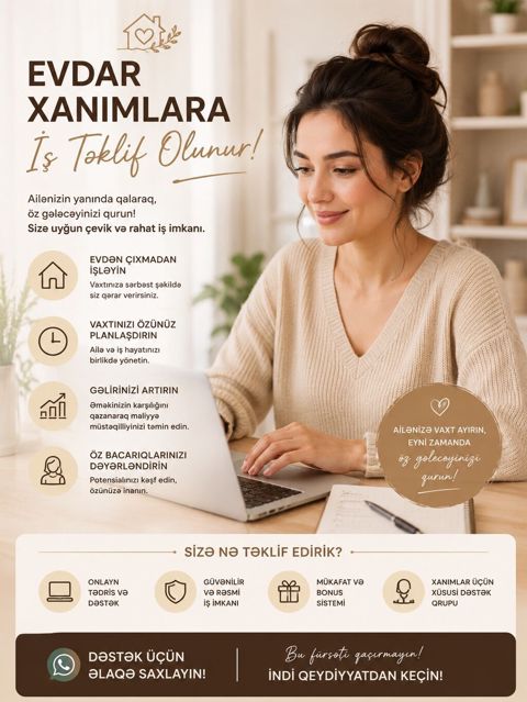 Ev köməkçisi tələb olunur, Dəyişən qrafik, Təcrübəsiz — İmişli