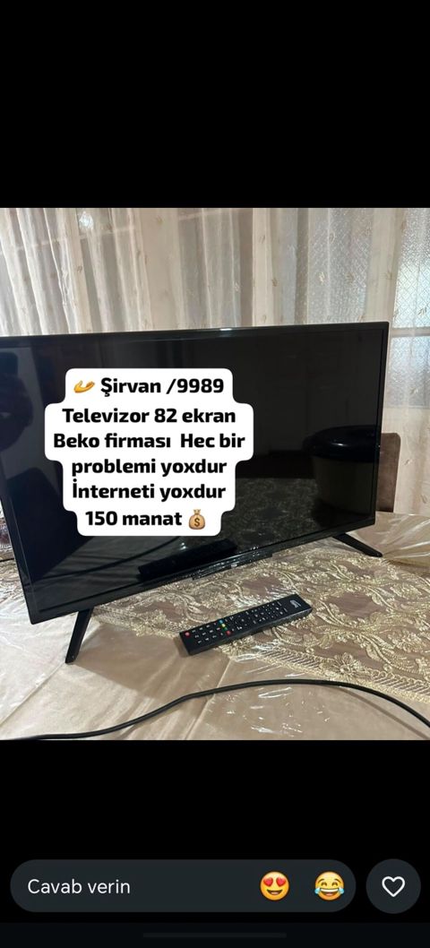 Beko markalı 82 ekran (təxminən 32") televizor. - Rəng: qara, nazik — Şirvan