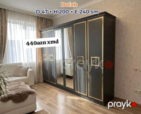Dolab – 4 qapılı, güzgülü model - Ölçülər: Dərinlik 47 sm Hündürlük — Mehdiabad