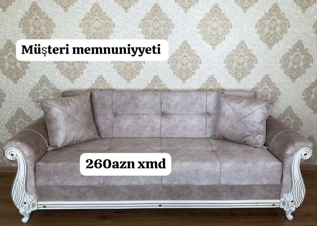 Klassik üslubda 3 nəfərlik divan - Rəng: açıq boz/bej tonları — Divanlər, Bakı