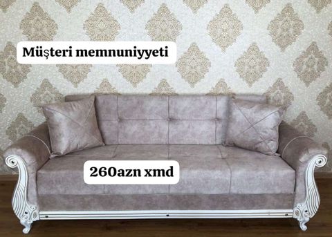 Klassik üslubda üçoturacaqlı divan - Rəng: açıq boz/bej tonları — Mehdiabad