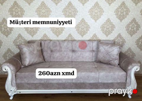 Klassik üslubda üçoturacaqlı divan - Rəng: açıq boz/bej tonları — Mehdiabad