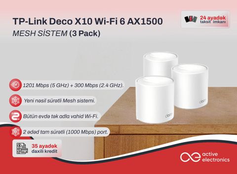 Mesh Wi-Fi Sistemi TP-Link Deco X10 AX1500 (3-Pack) — Bakı