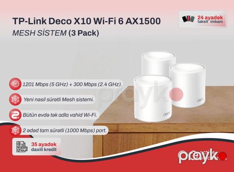 Mesh Wi-Fi Sistemi TP-Link Deco X10 AX1500 (3-Pack) — Bakı
