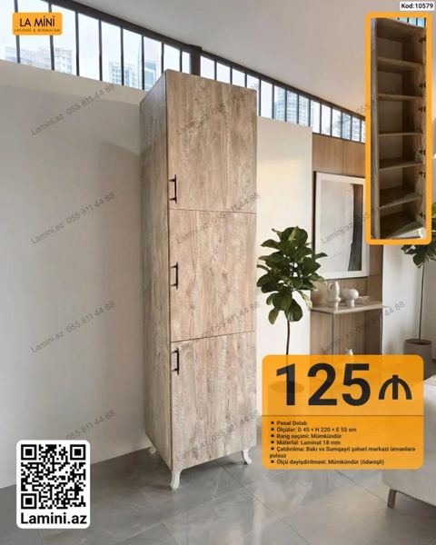 Düz dolab, Penal, Açılan, Korpuslu, 3 qapılı — Bakı