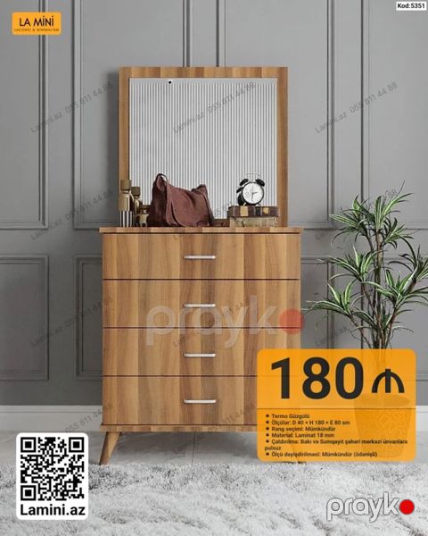Termo güzgülü komod - Kod: 5351 - Rəng seçimi: mümkündür - Material — Bakı