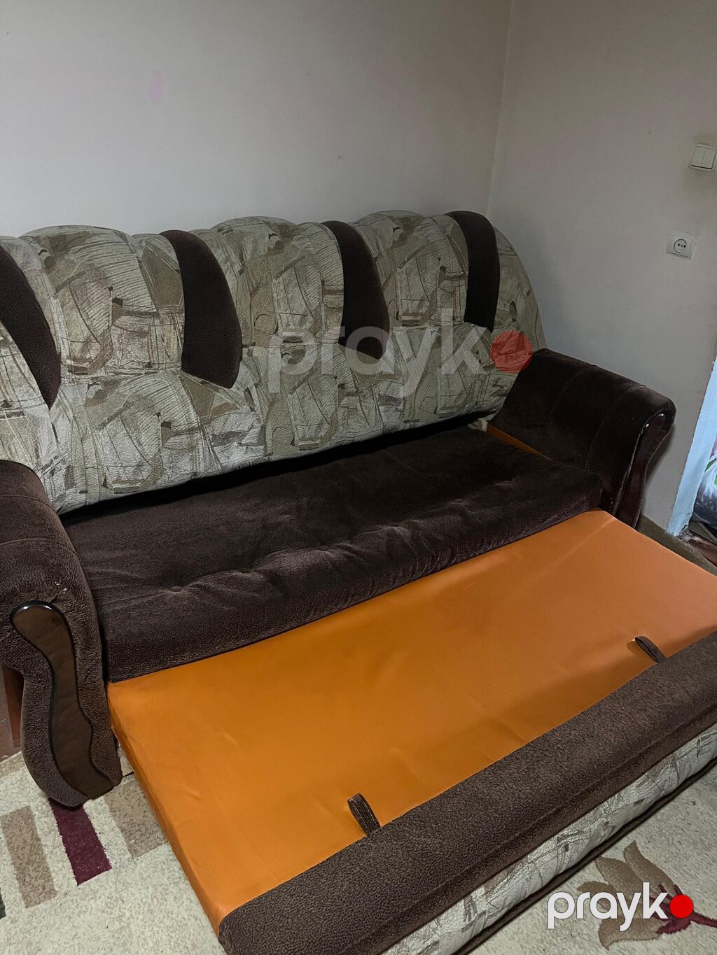 Kombi dəsti — divan və 2 ədəd kreslo - Rəng və material: Qəhvəyi və — Yumşaq mobilya dəstləri, Bakı (3)