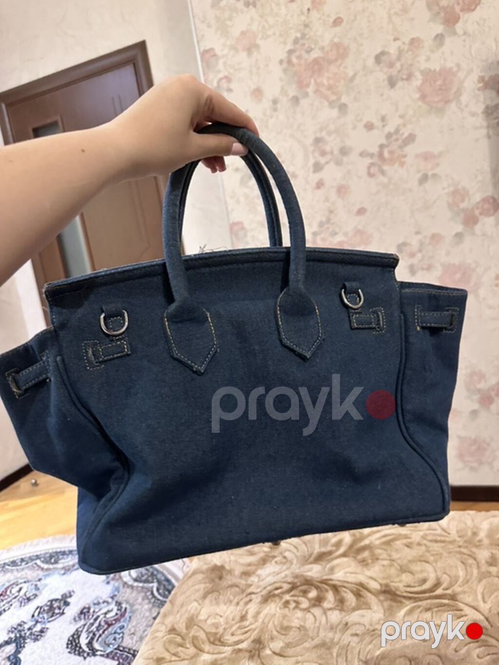 Denim çanta(Hermes) 2/3 dəfə istifadə olunub,yenidər seçilmir — Cüzdanlar və vizit kartlıqları, Masazır (3)