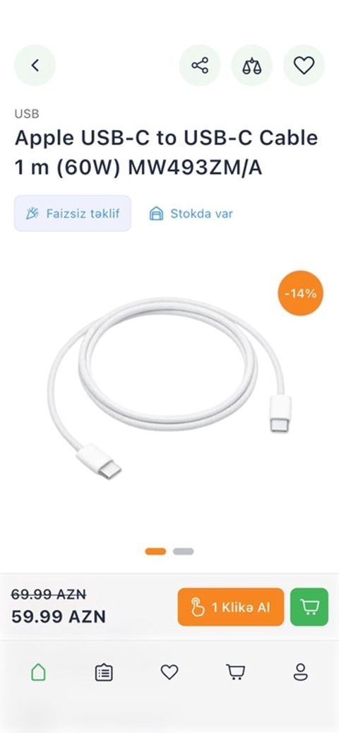 Kabel Apple, Type C (Usb-c), Yeni — Ağstafa