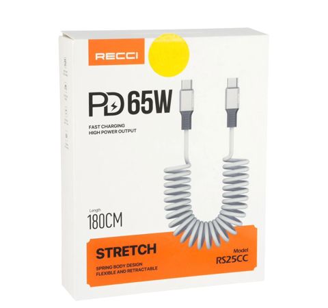 Recci Type-C to Type-C (spiral) kabel RS25CC PD 65W — Bakı